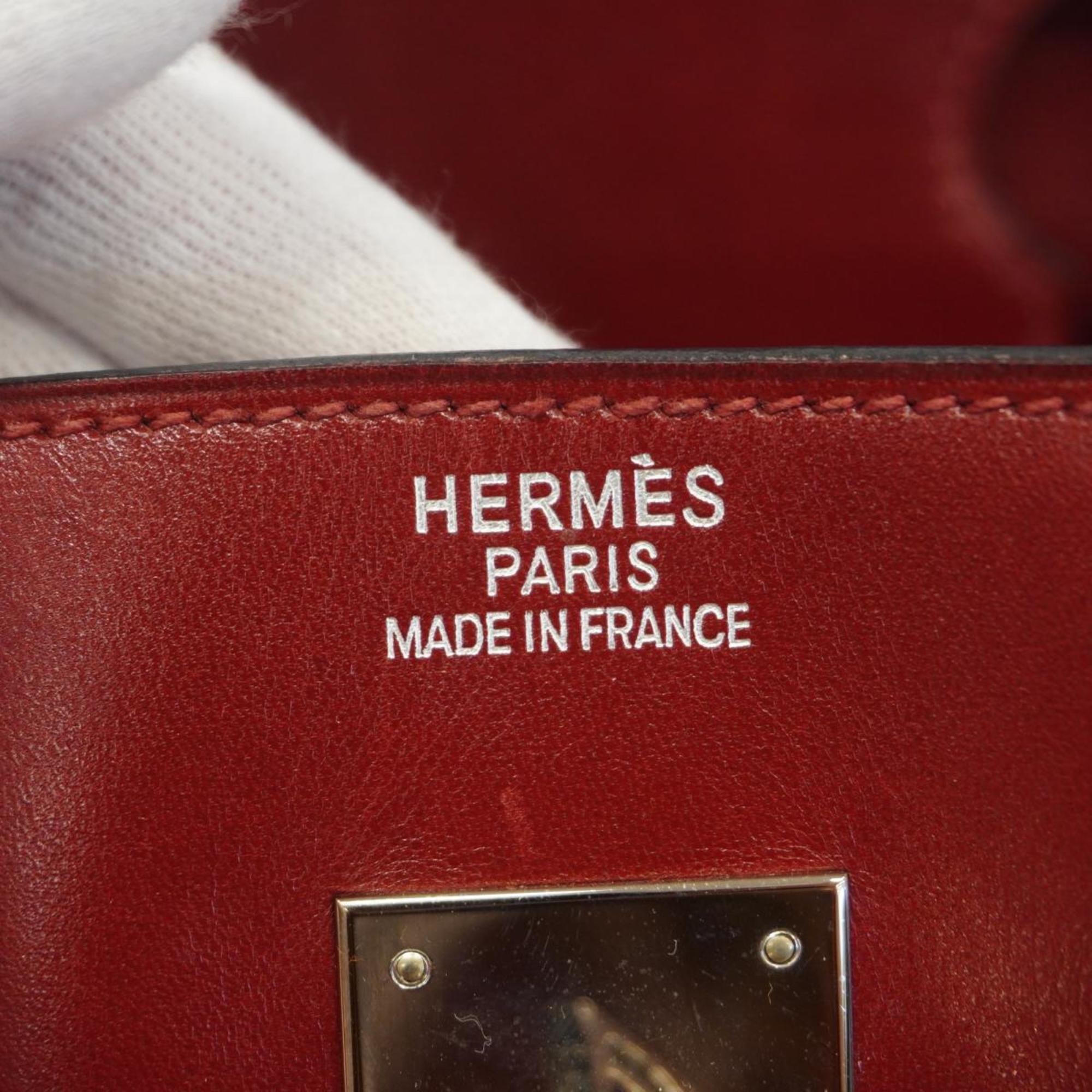 エルメス(Hermes) エルメス ハンドバッグ オータクロア32 □J刻印 ボックスカーフ ルージュヴィフ   レディース