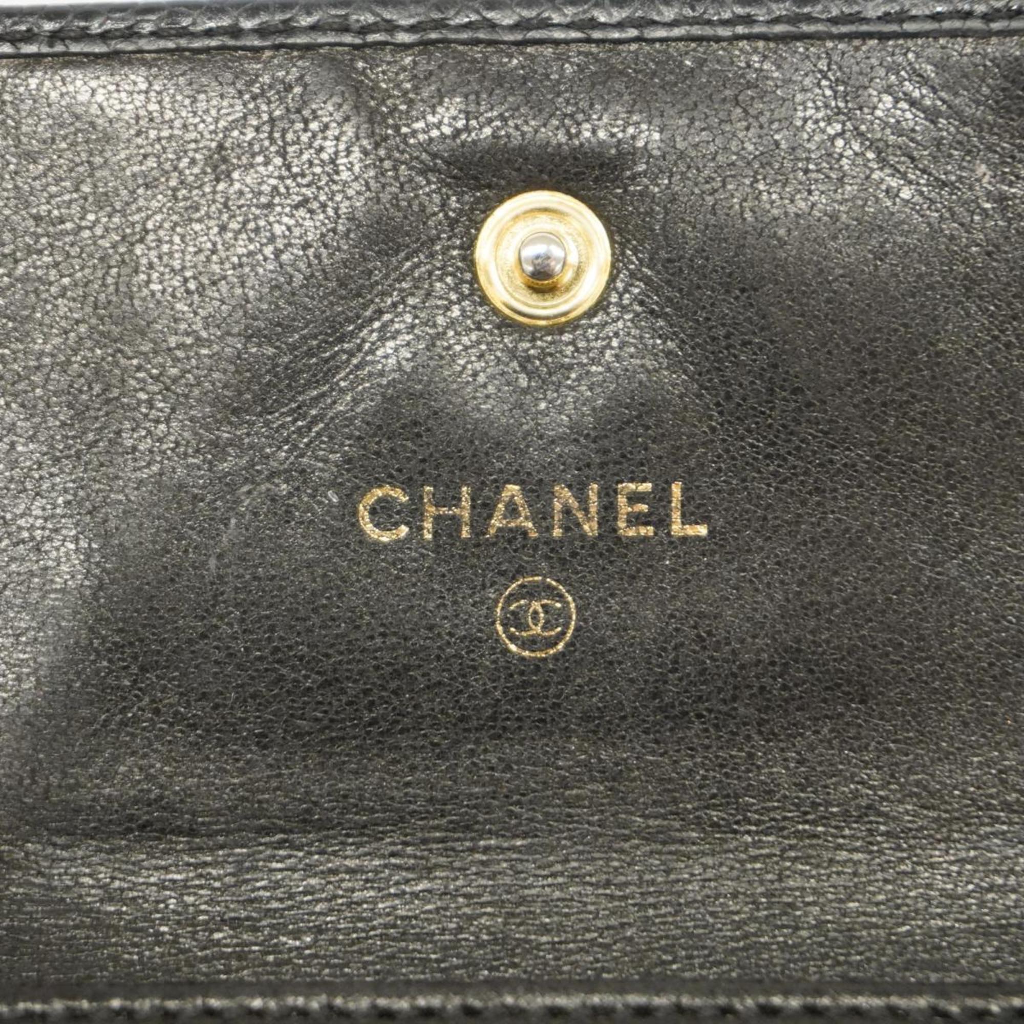 シャネル(Chanel) シャネル 三つ折り財布 キャビアスキン ブラック   レディース