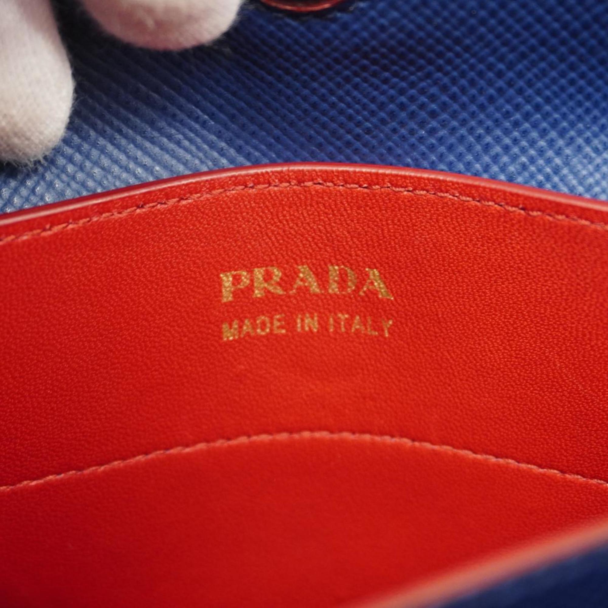 プラダ(Prada) プラダ トートバッグ レザー ブルー レッド   レディース
