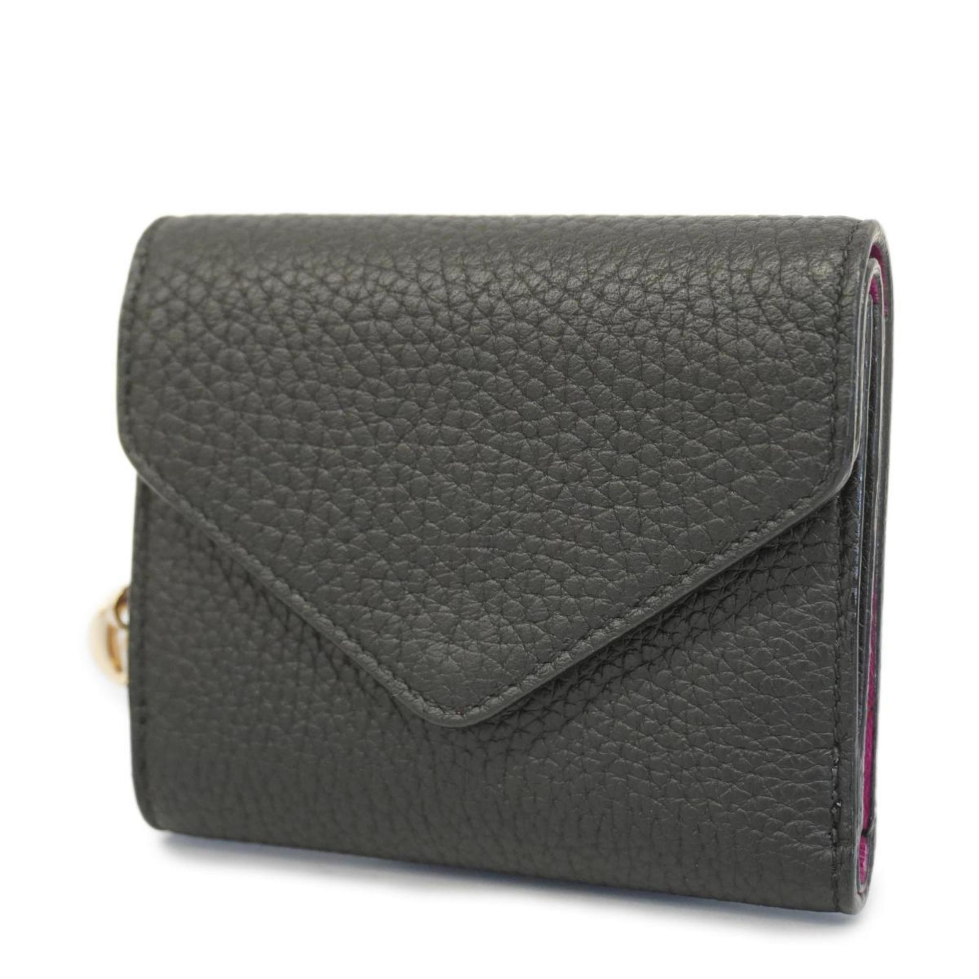 【美品】Dior 三つ折財布 レザー ブラックカラーブラック