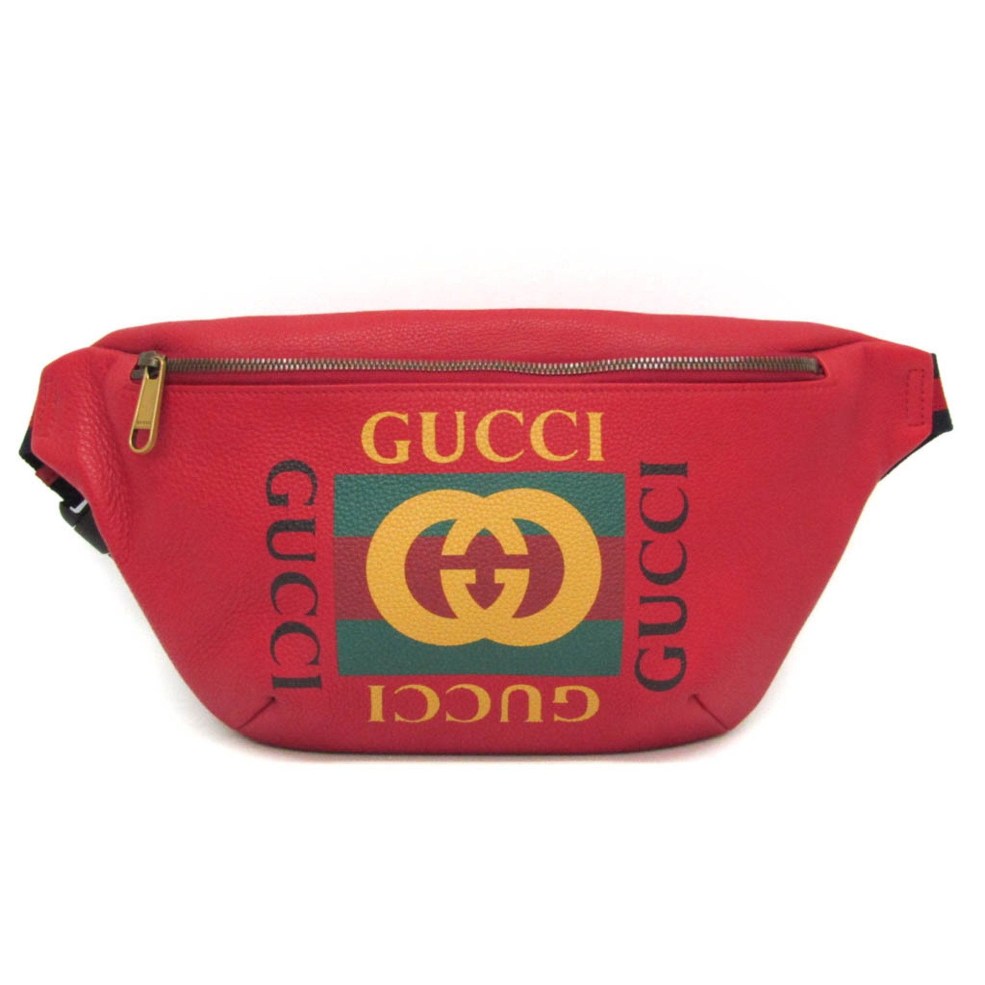 グッチ(Gucci) ロゴプリント 530412 レディース,メンズ レザー ウエストバッグ,ボディバッグ マルチカラー,レッド | eLADY  Globazone