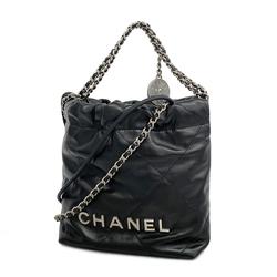 シャネル(Chanel) シャネル ハンドバッグ CHANEL22 チェーンショルダー レザー ブラック   レディース