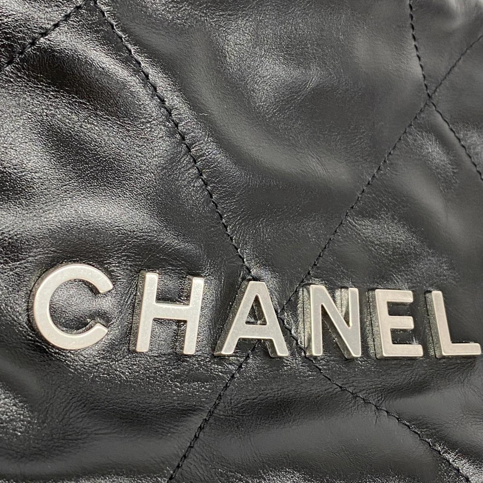 シャネル(Chanel) シャネル ハンドバッグ CHANEL22 チェーンショルダー レザー ブラック   レディース