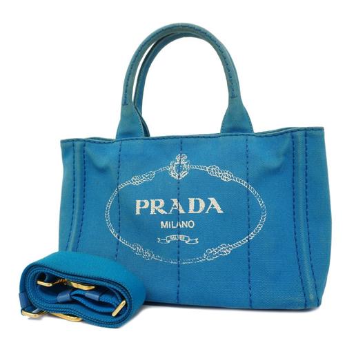 プラダ(Prada) プラダ ハンドバッグ カナパ キャンバス ブルー