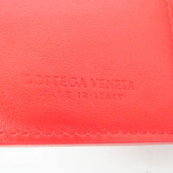ボッテガ・ヴェネタ(Bottega Veneta) イントレチャート ジグザグ 629563 レディース レザー 財布（三つ折り） レッド