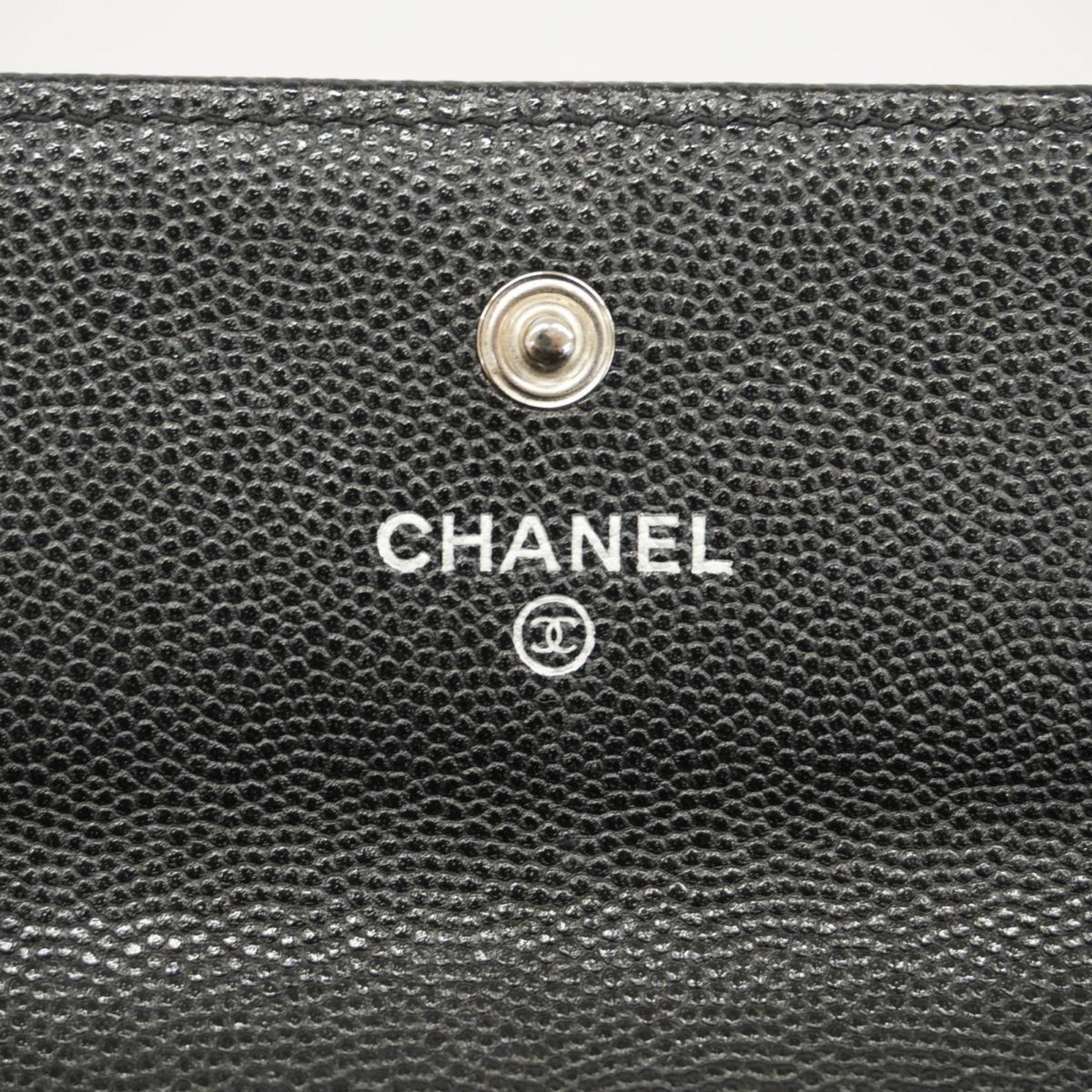 シャネル(Chanel) シャネル 長財布 ボーイシャネル キャビアスキン ブラック   レディース