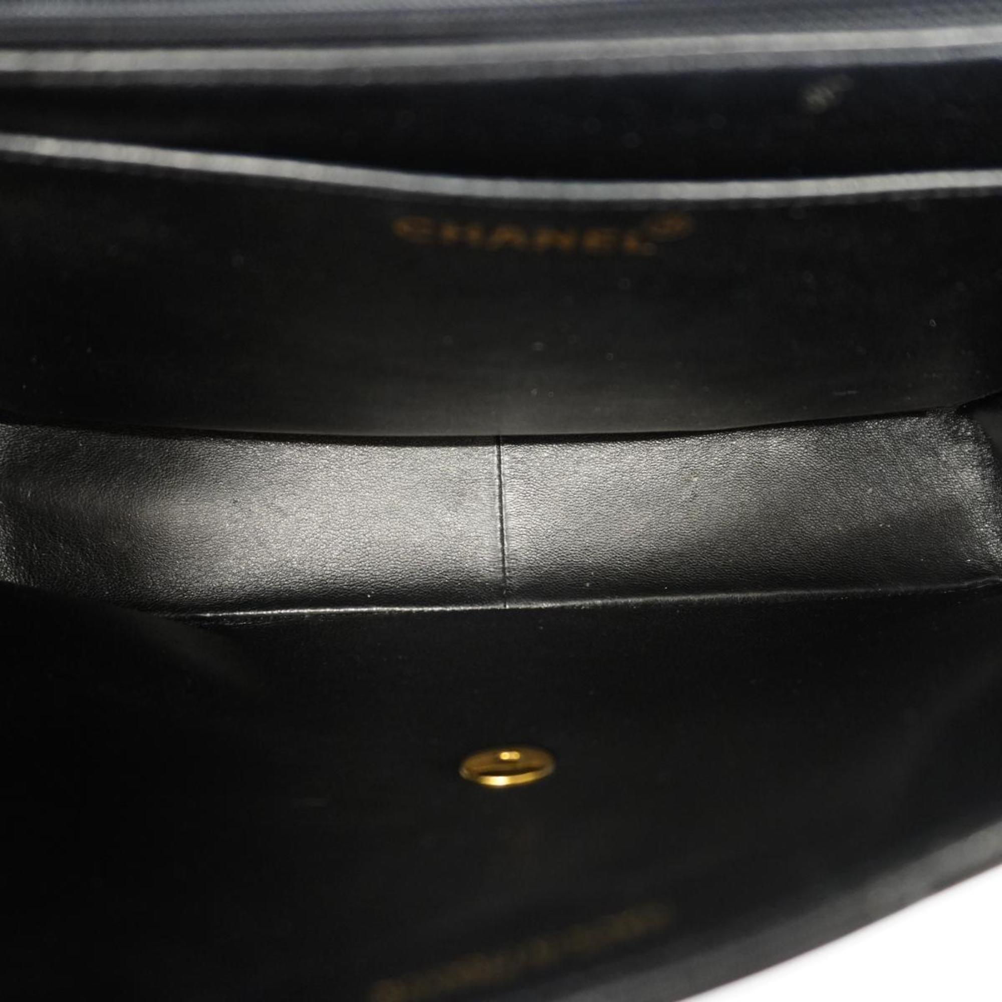 シャネル(Chanel) シャネル ショルダーバッグ マドモアゼル デカココ Wチェーン パテントレザー ブラック ネイビー   レディース