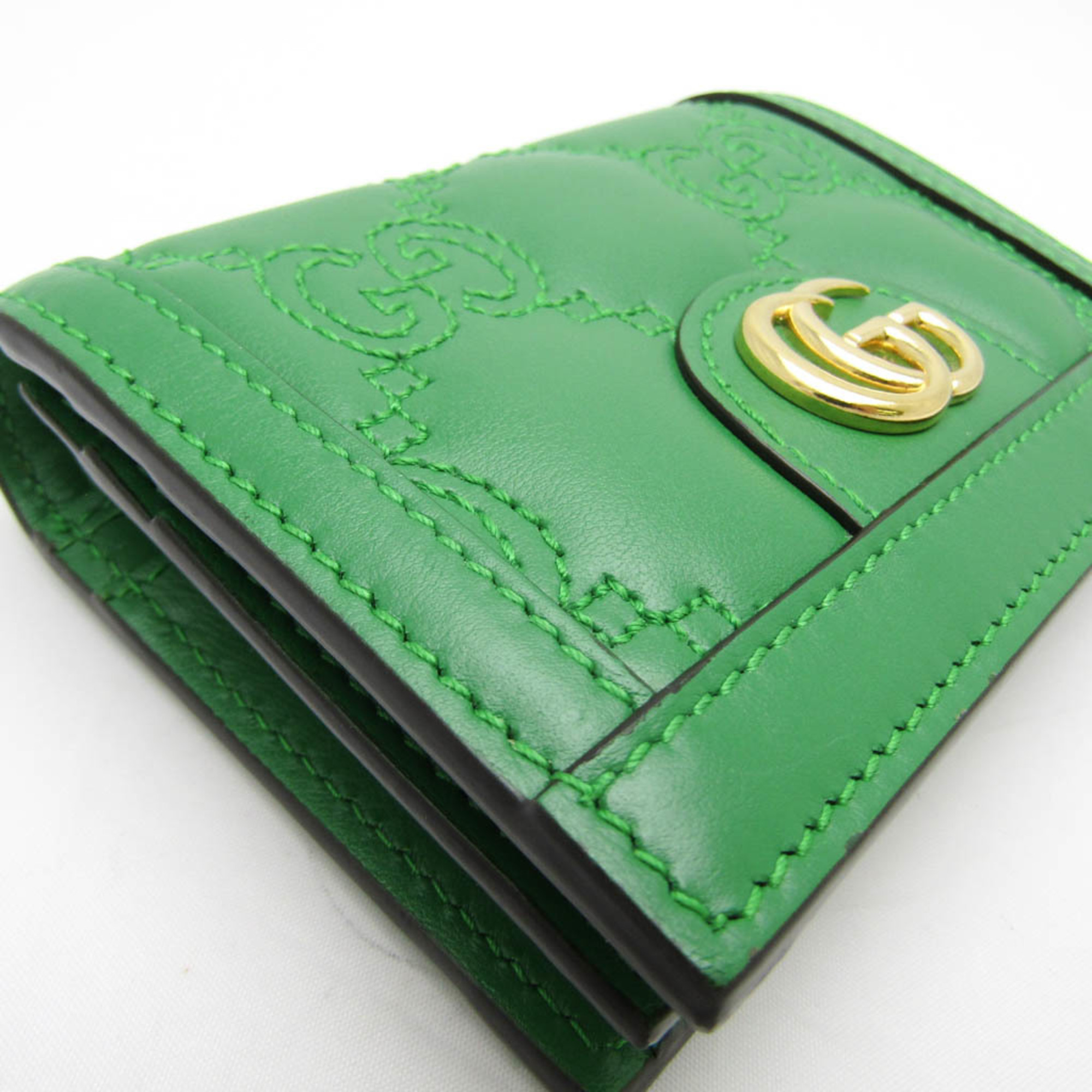 グッチ(Gucci) GGマトラッセ 723786 レディース レザー 財布（二つ折り） グリーン