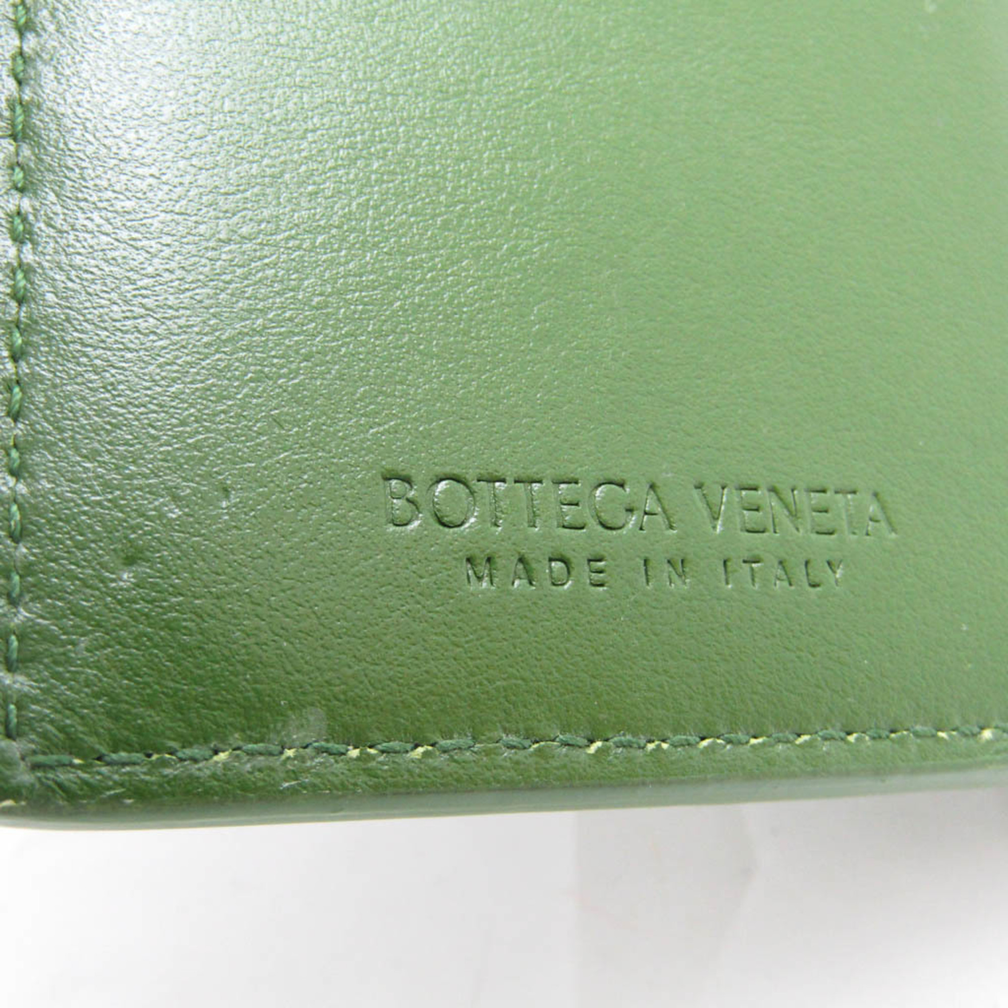 ボッテガ・ヴェネタ(Bottega Veneta) イントレチャート レディース,メンズ レザー 中財布（二つ折り） ダークグリーン
