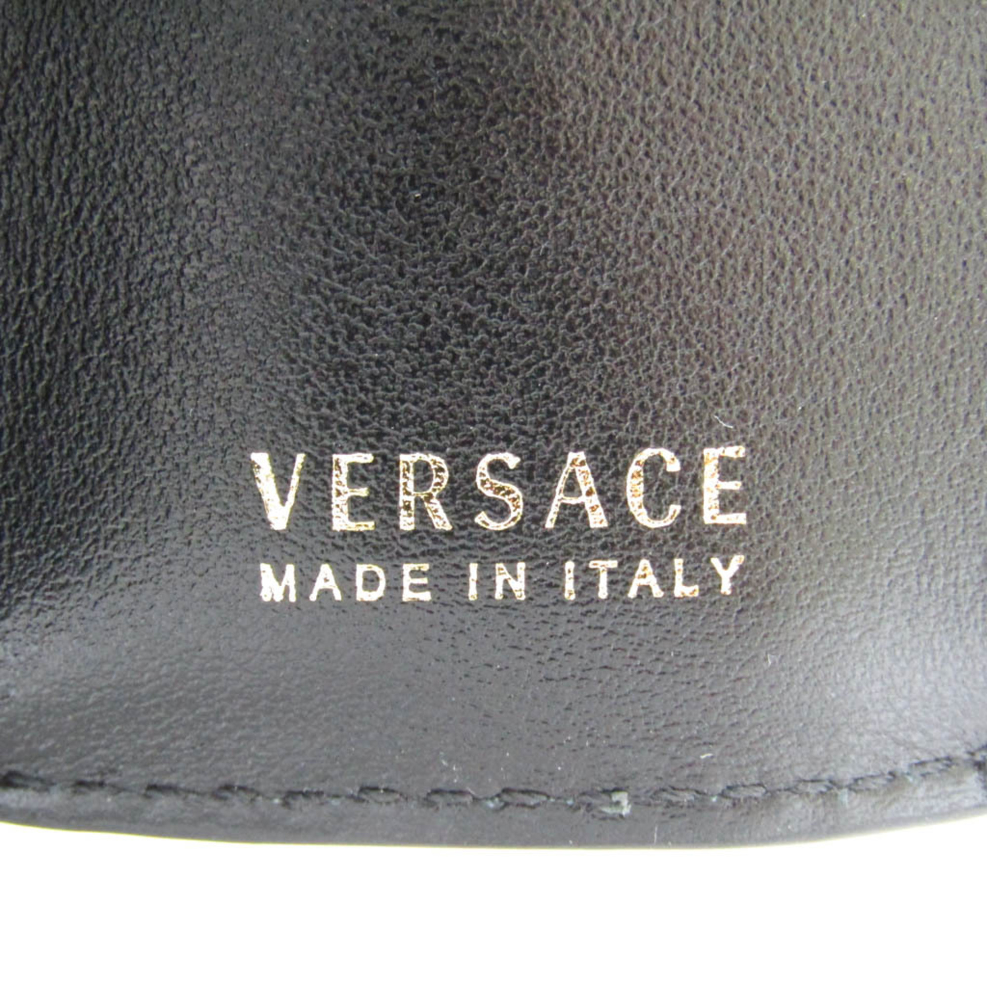 ヴェルサーチェ(Versace) 総柄 レディース レザー 財布（三つ折り） ブラック,ピンク