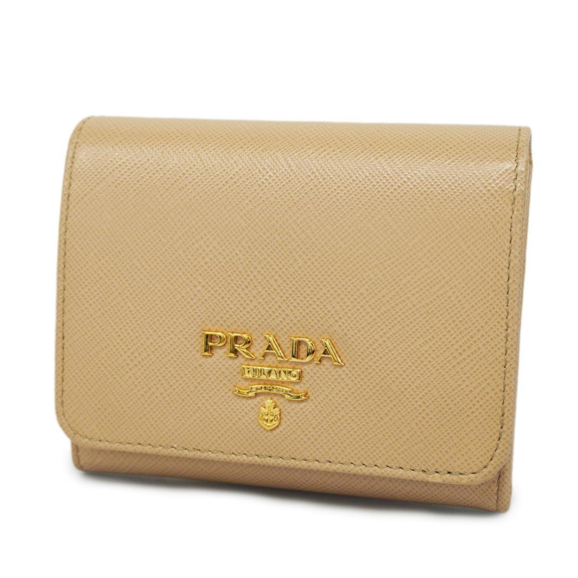 プラダ(Prada) プラダ 三つ折り財布 サフィアーノ レザー ベージュ レディース | eLADY Globazone