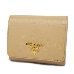 プラダ(Prada) プラダ 三つ折り財布 サフィアーノ レザー ベージュ   レディース