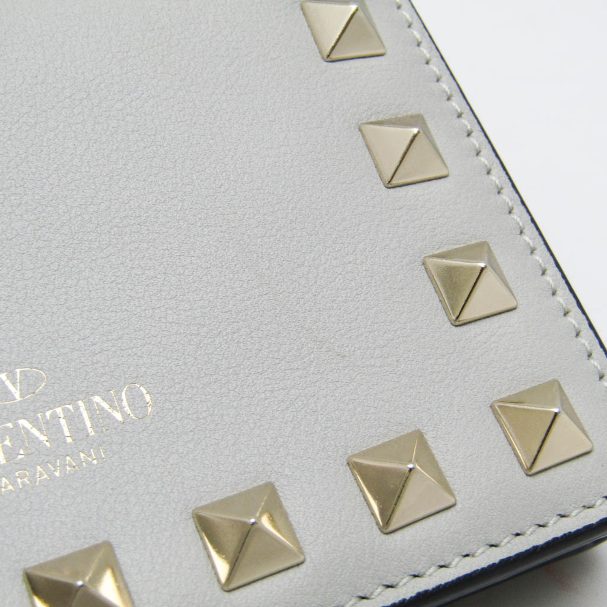 ヴァレンティノ・ガラヴァーニ(Valentino Garavani) ロックスタッズ UW2P0P39BOL レディース レザー 財布（二つ折り） ライトグレー