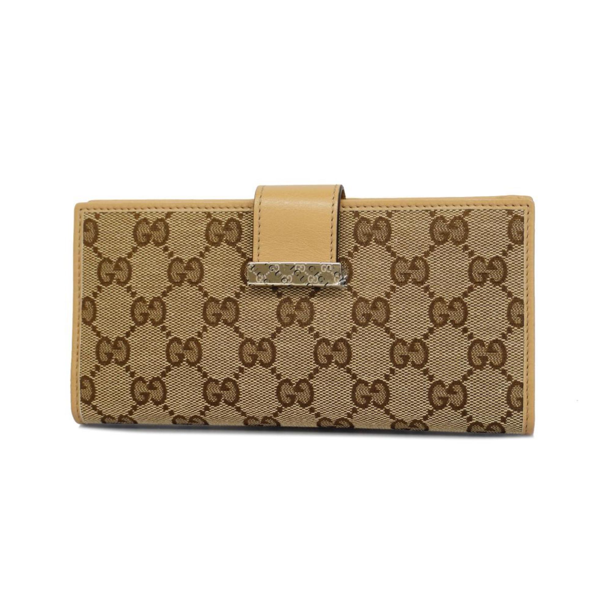 グッチ(Gucci) グッチ 長財布 GGキャンバス 212096 キャンバス レザー ブラウン ベージュ シャンパン レディース | eLADY  Globazone