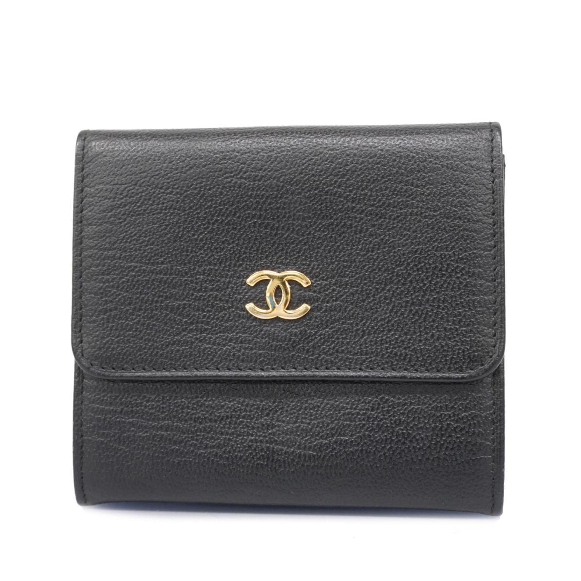 シャネル(Chanel) シャネル 三つ折り財布 レザー ブラック シャンパン レディース | eLADY Globazone