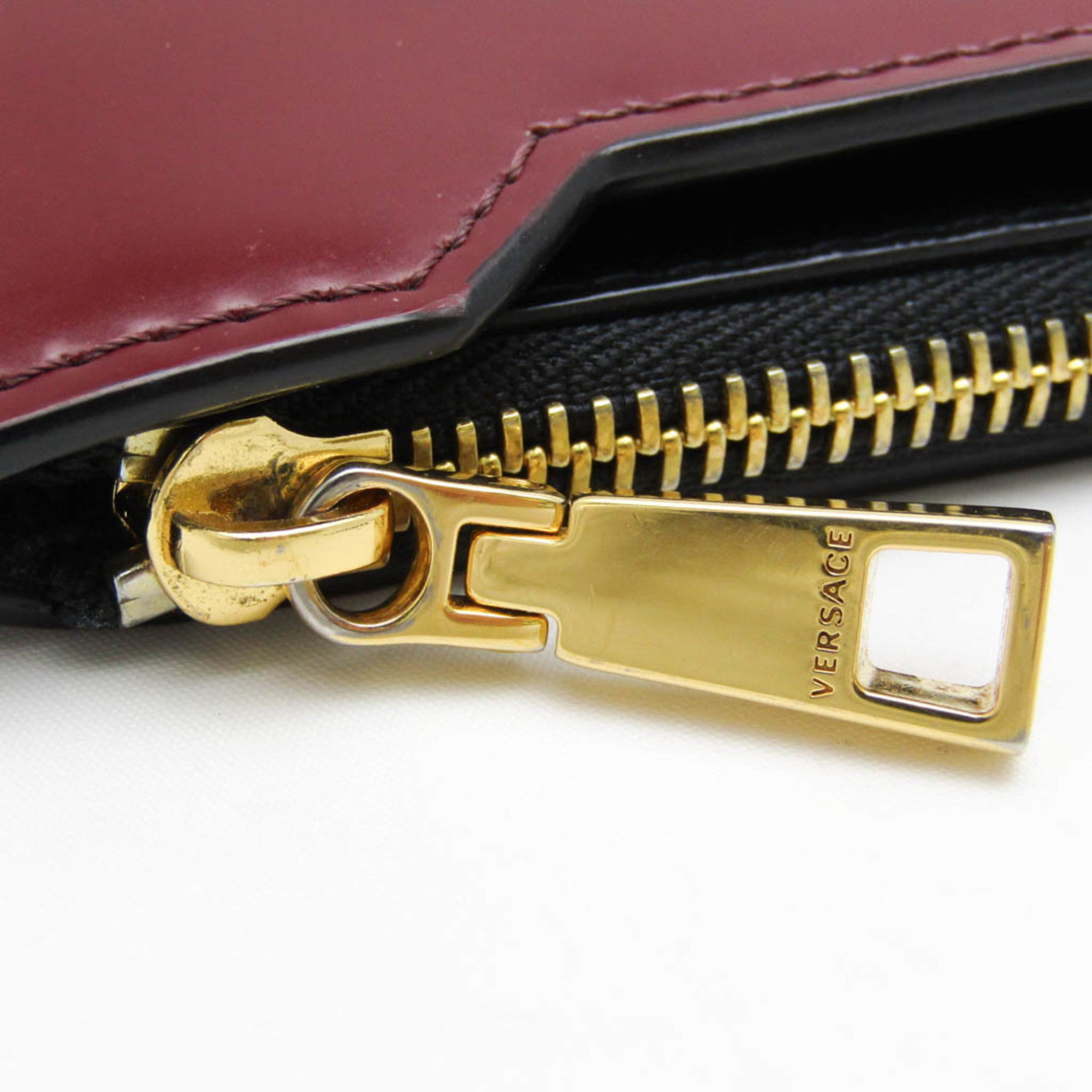 ヴェルサーチェ(Versace) レディース,メンズ  パテントレザー 長財布（二つ折り） ブラック,ボルドー