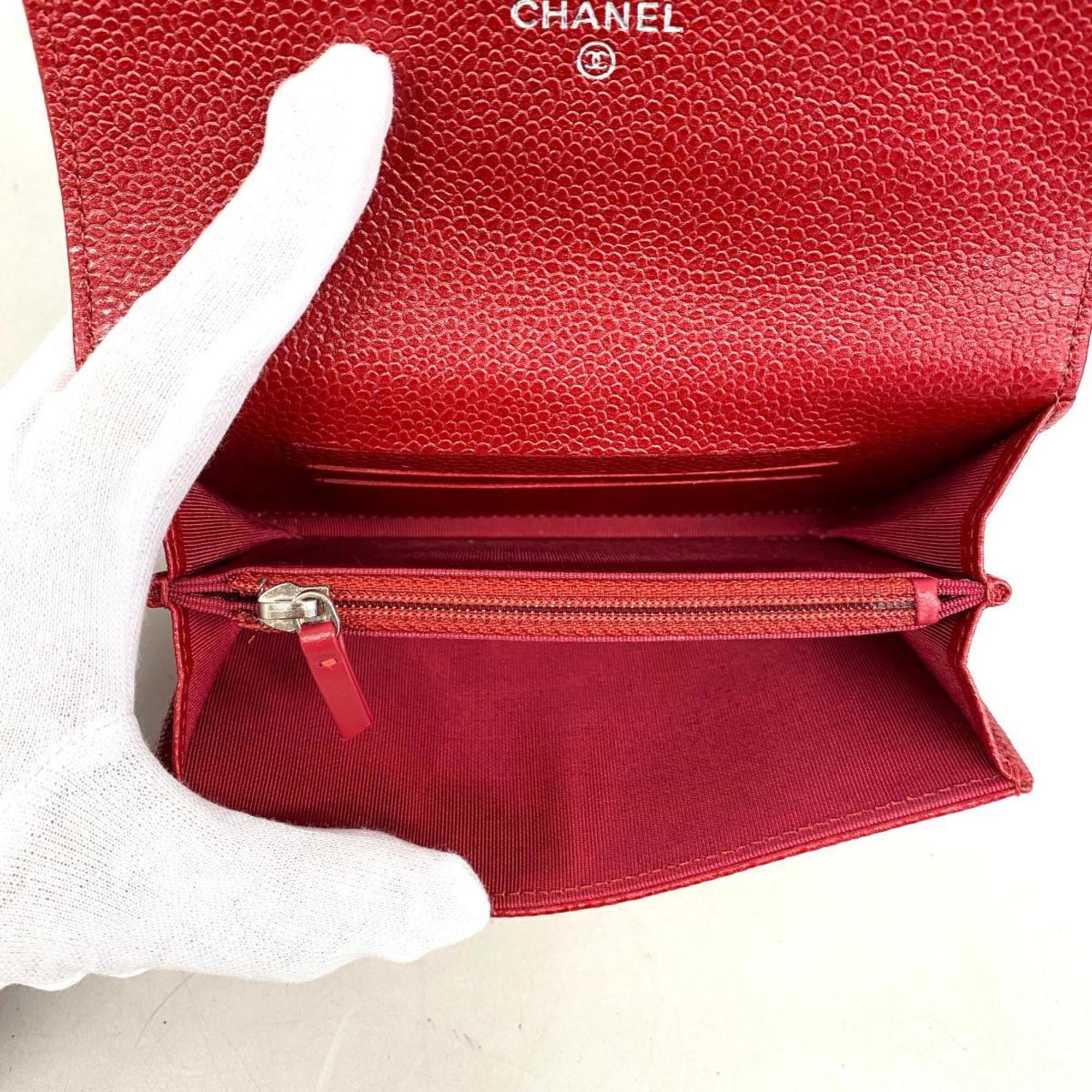シャネル(Chanel) シャネル 財布 マトラッセ キャビアスキン レッド   レディース