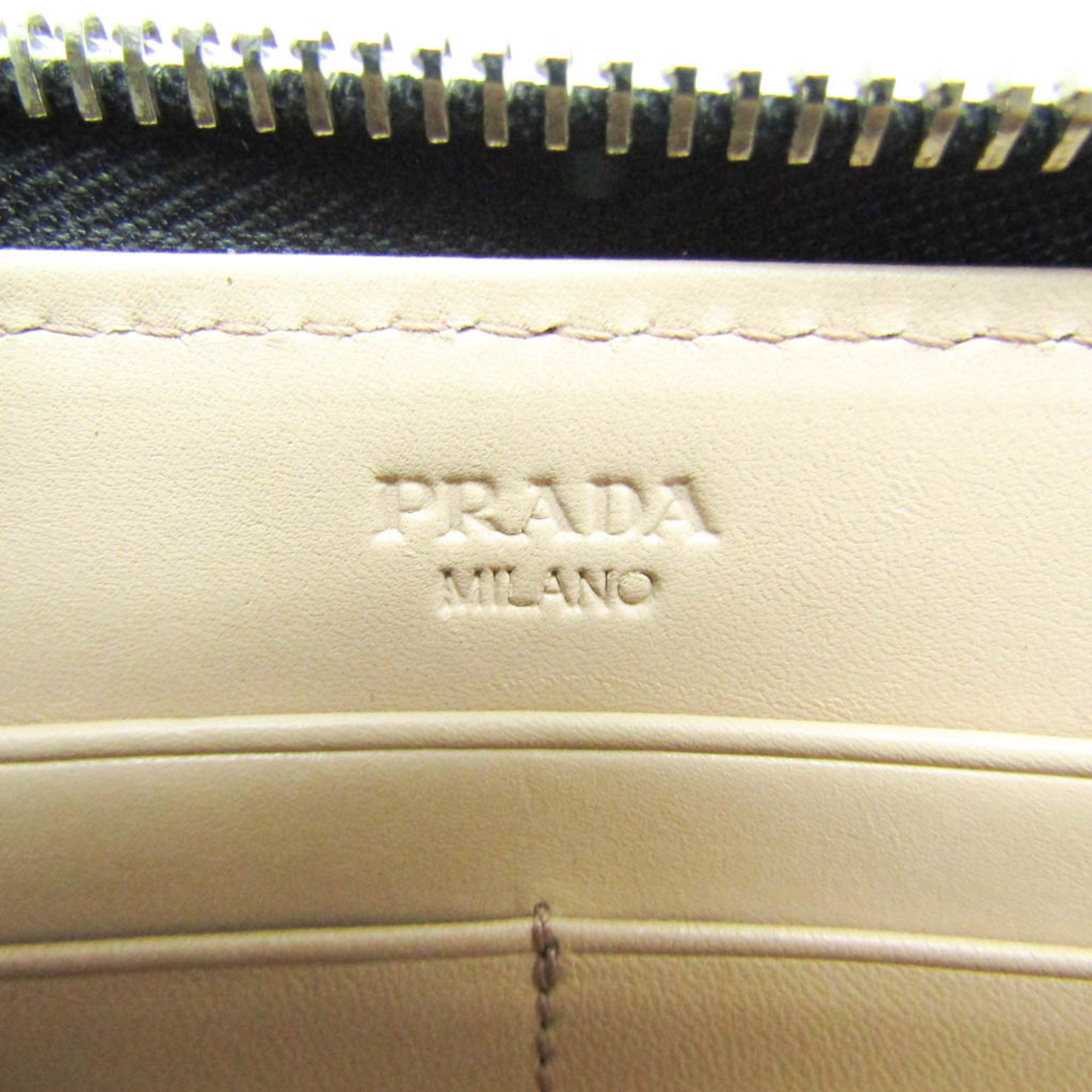 プラダ(Prada) VERNICE 1M0506 レディース,メンズ  エナメルレザー 長財布（二つ折り） ベージュ,ブラック