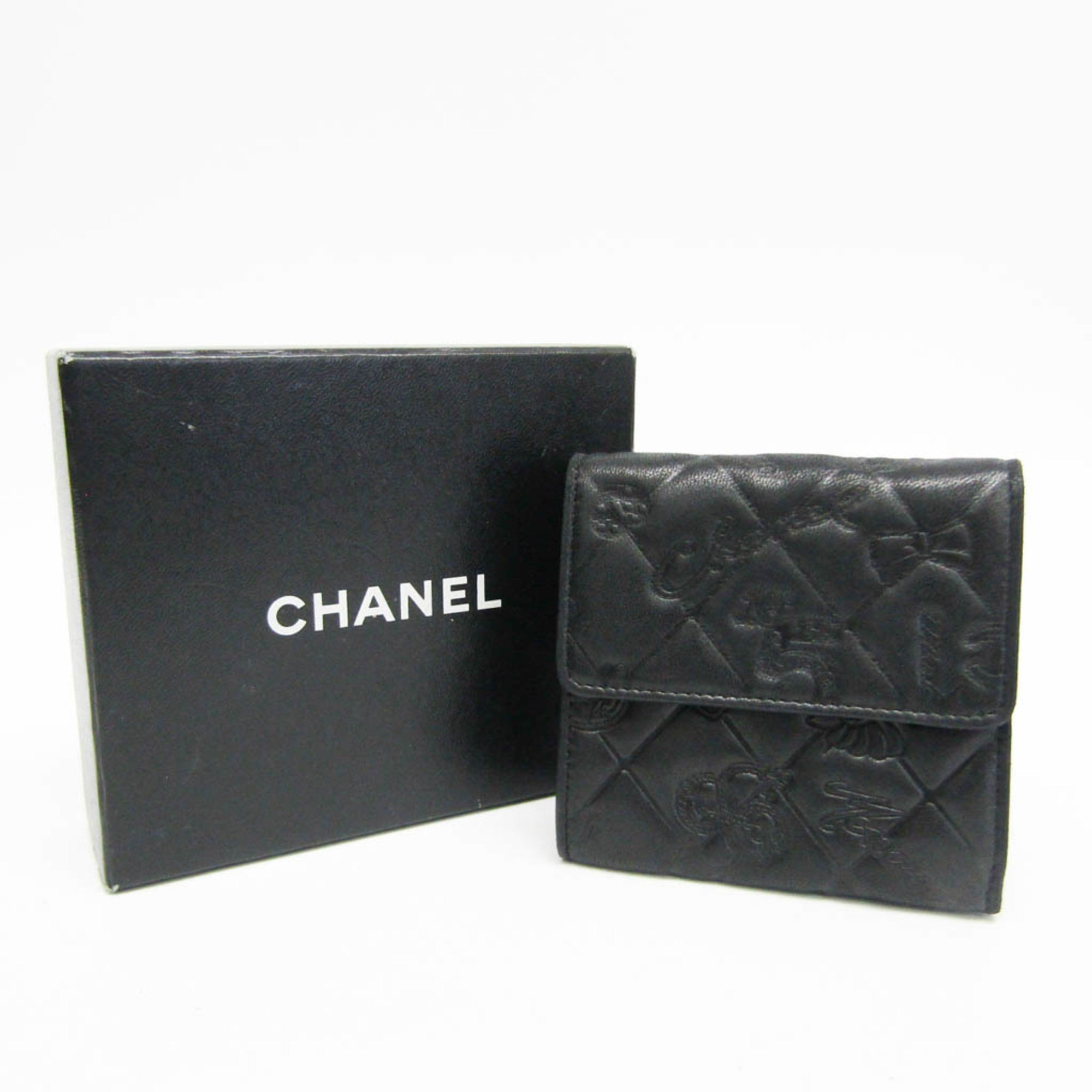 シャネル(Chanel) アイコン レディース レザー 財布（三つ折り） ブラック