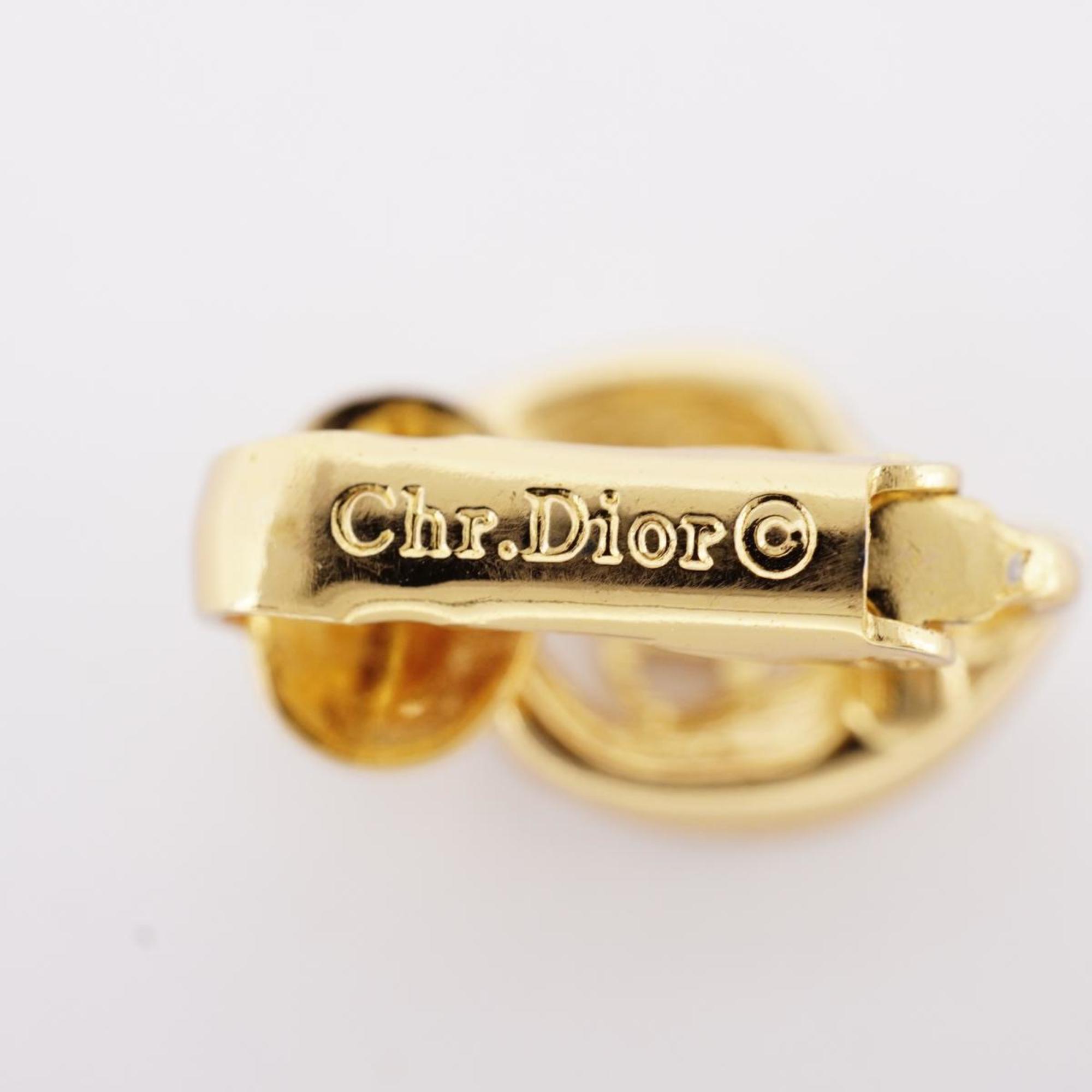 クリスチャン・ディオール(Christian Dior) クリスチャンディオール イヤリング CD ラインストーン GPメッキ ゴールド  レディース