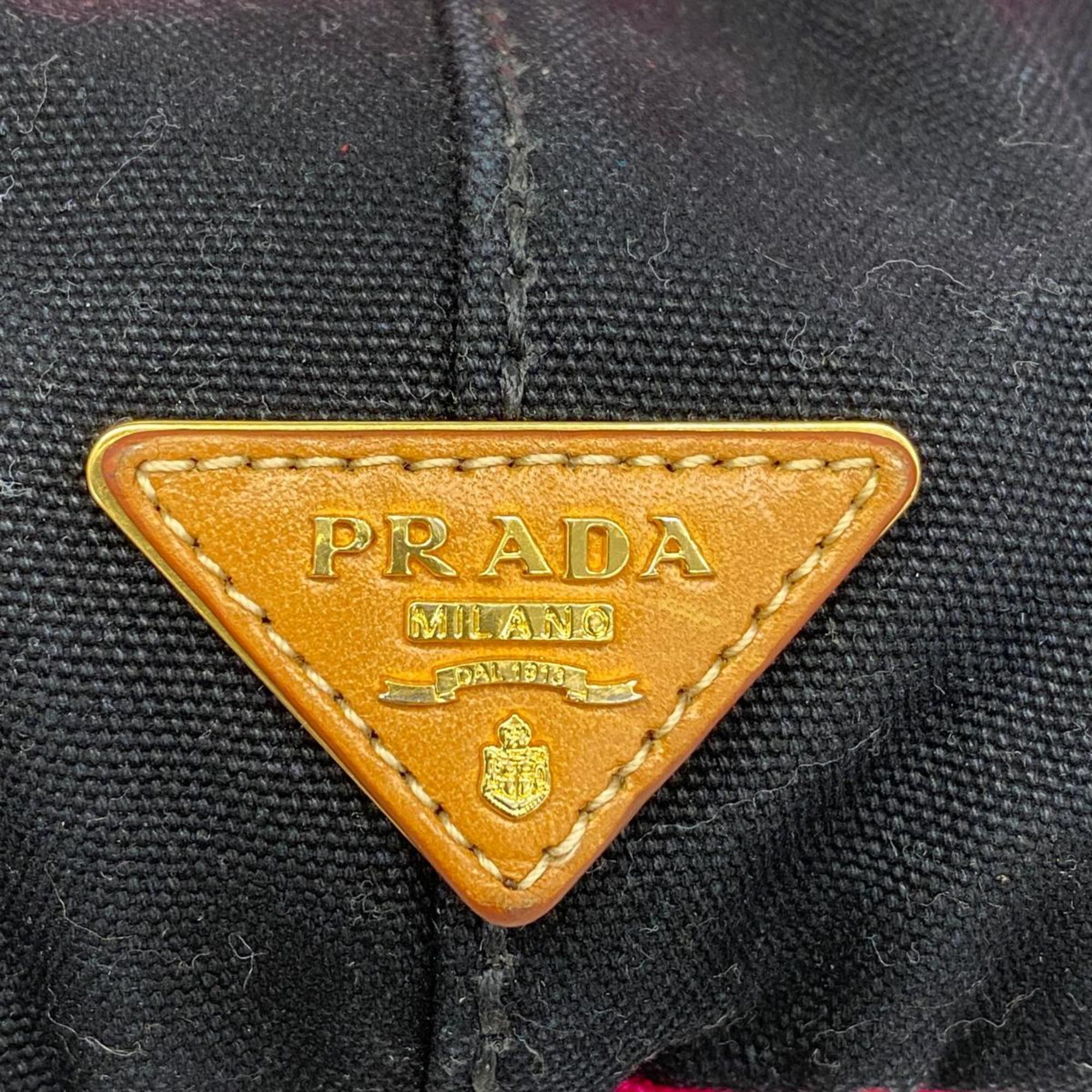 プラダ(Prada) プラダ トートバッグ カナパ キャンバス パープル ピンク ブラック   レディース