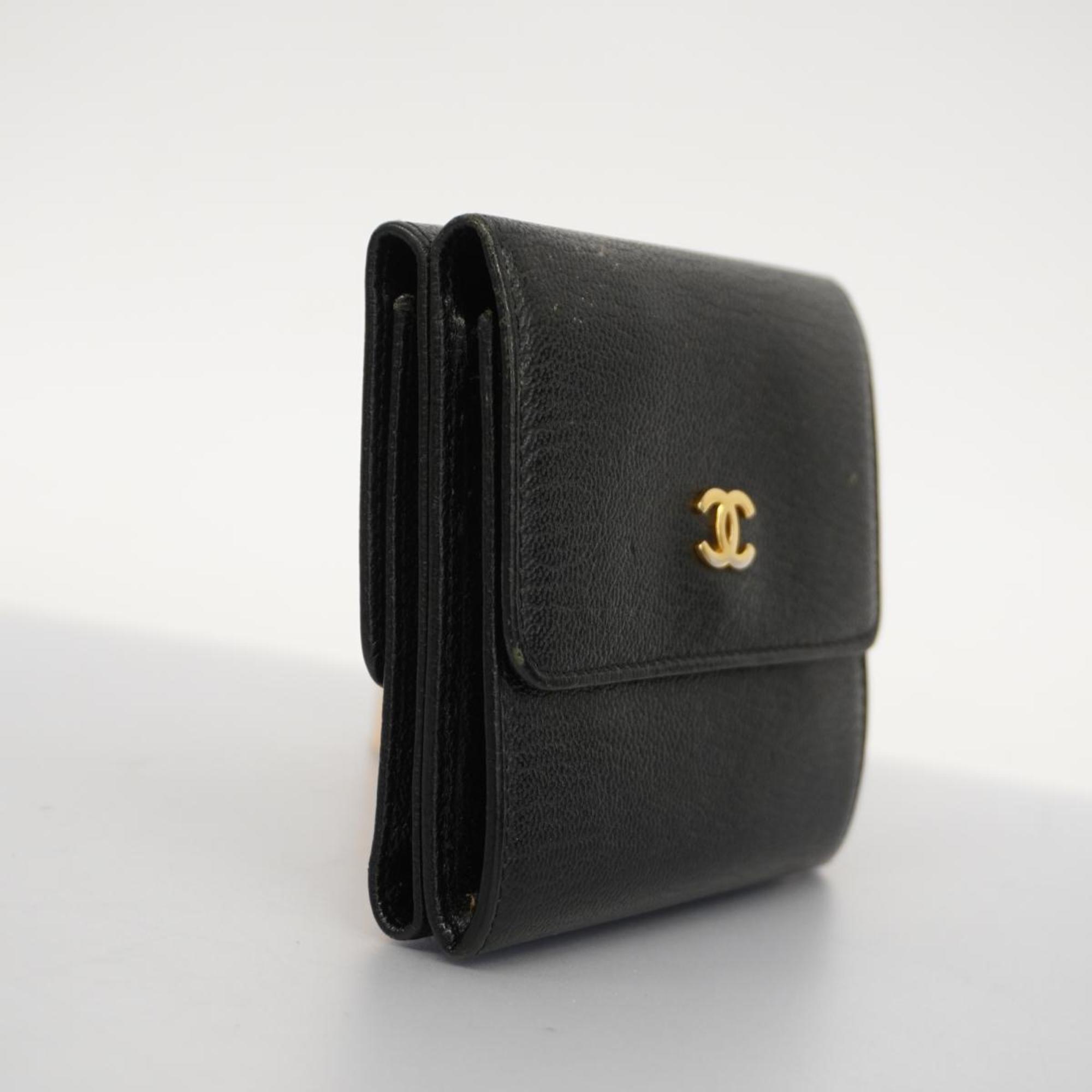 シャネル(Chanel) シャネル 財布 レザー ブラック   レディース