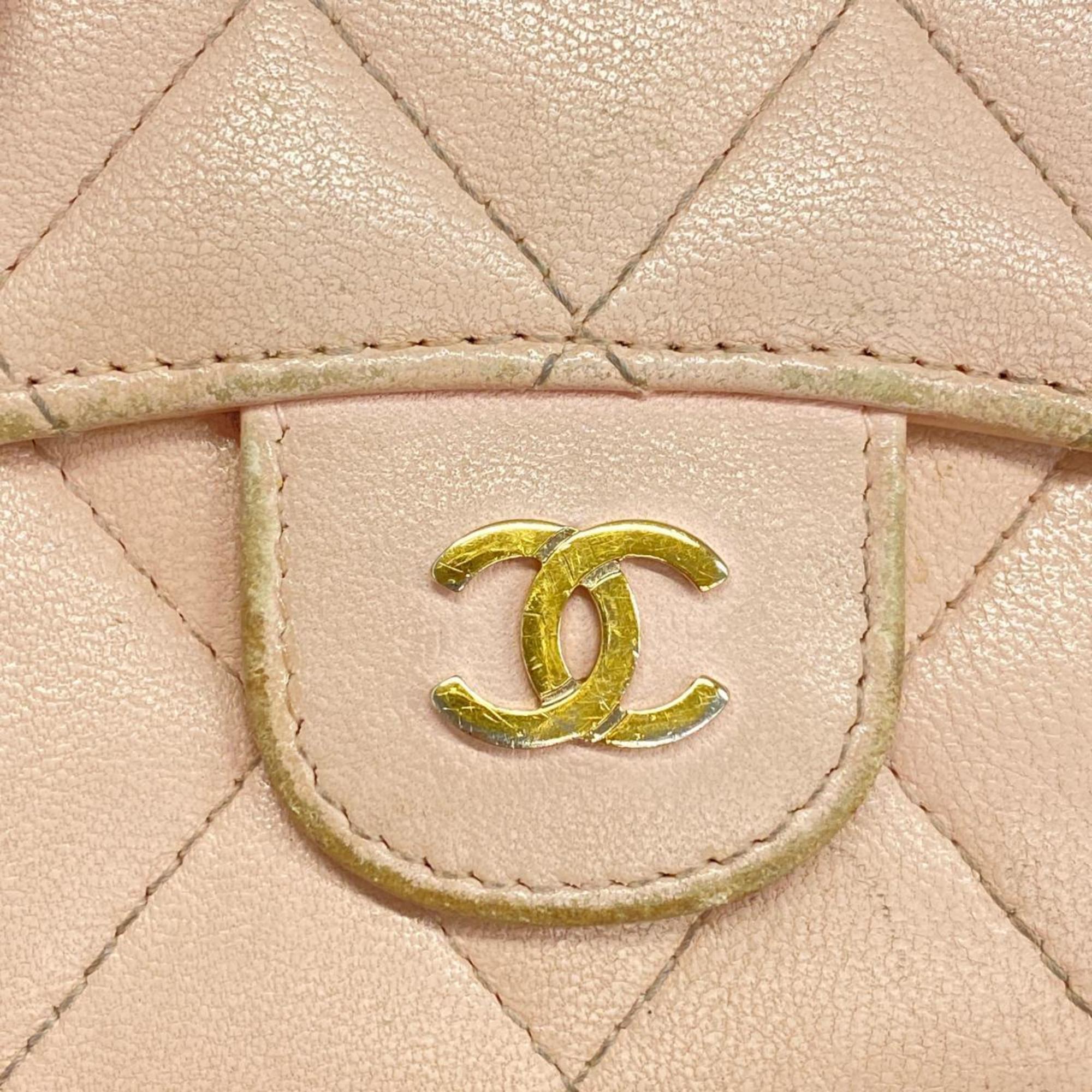シャネル(Chanel) シャネル 財布・コインケース マトラッセ ラムスキン ピンク シャンパン  レディース