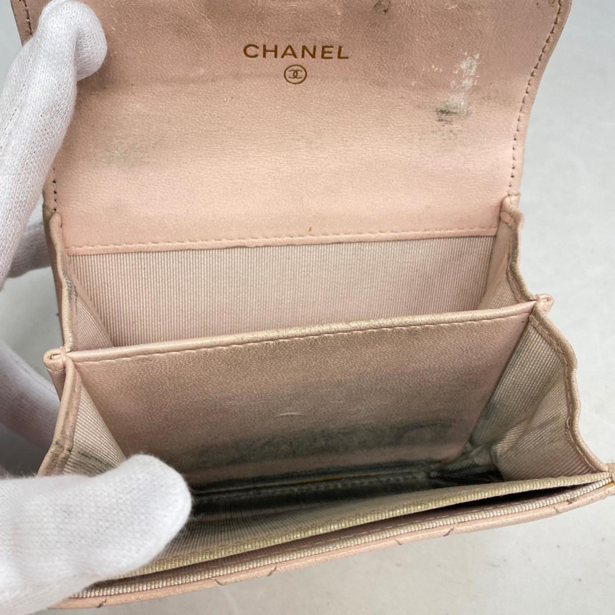 シャネル(Chanel) シャネル 財布・コインケース マトラッセ ラムスキン ピンク シャンパン  レディース