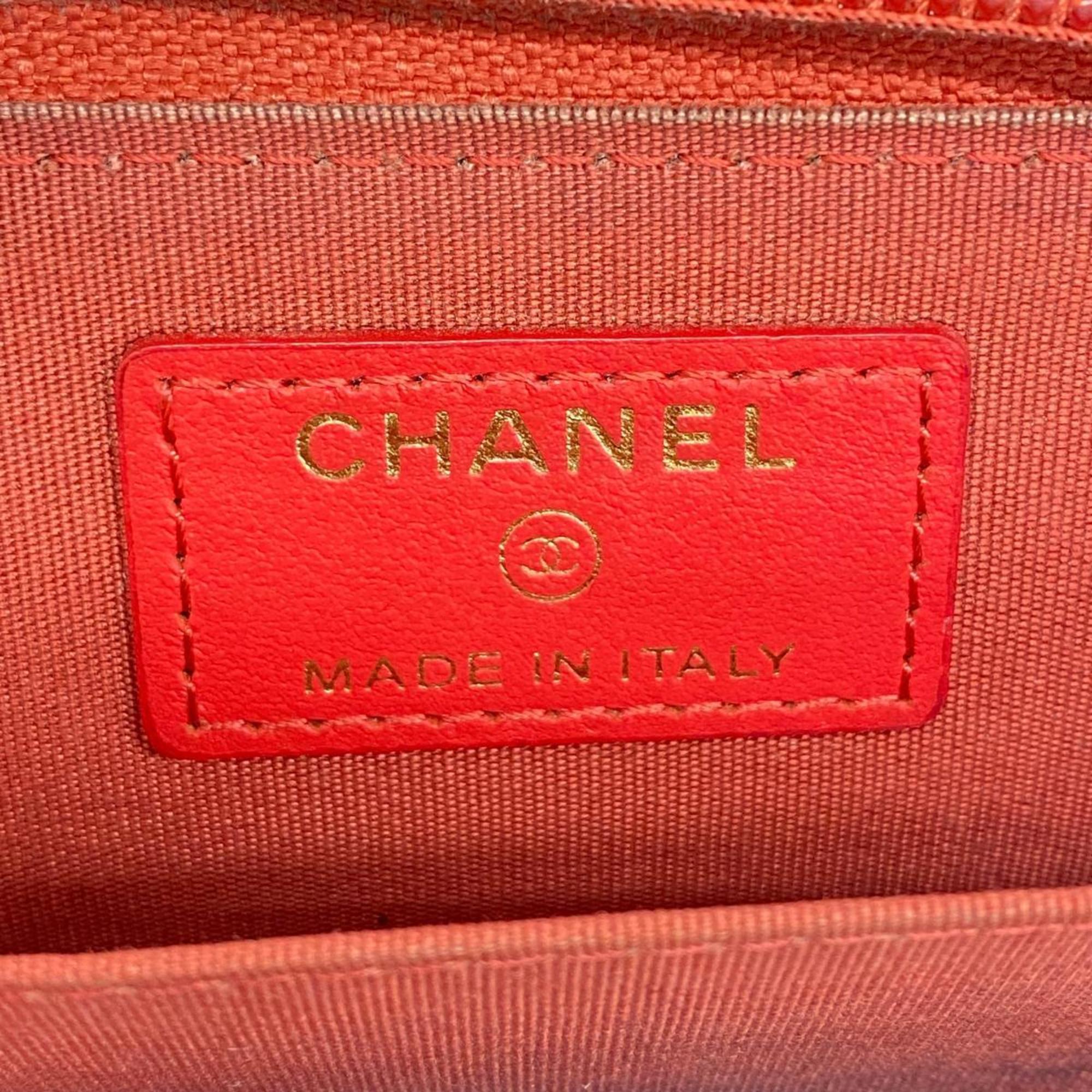 シャネル(Chanel) シャネル 財布・コインケース ラムスキン レッド シャンパン  レディース