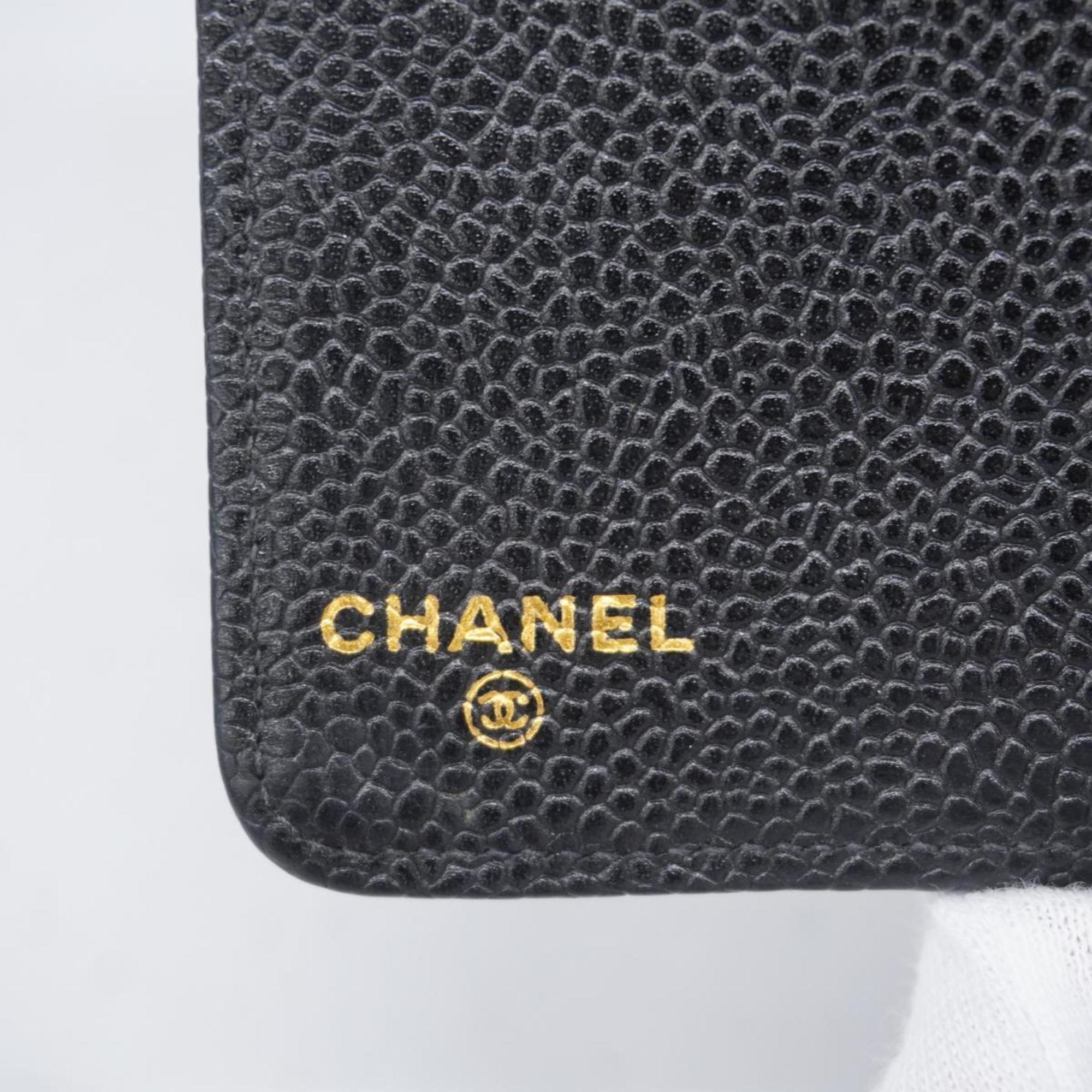 シャネル(Chanel) シャネル 手帳カバー キャビアスキン ブラック   メンズ レディース