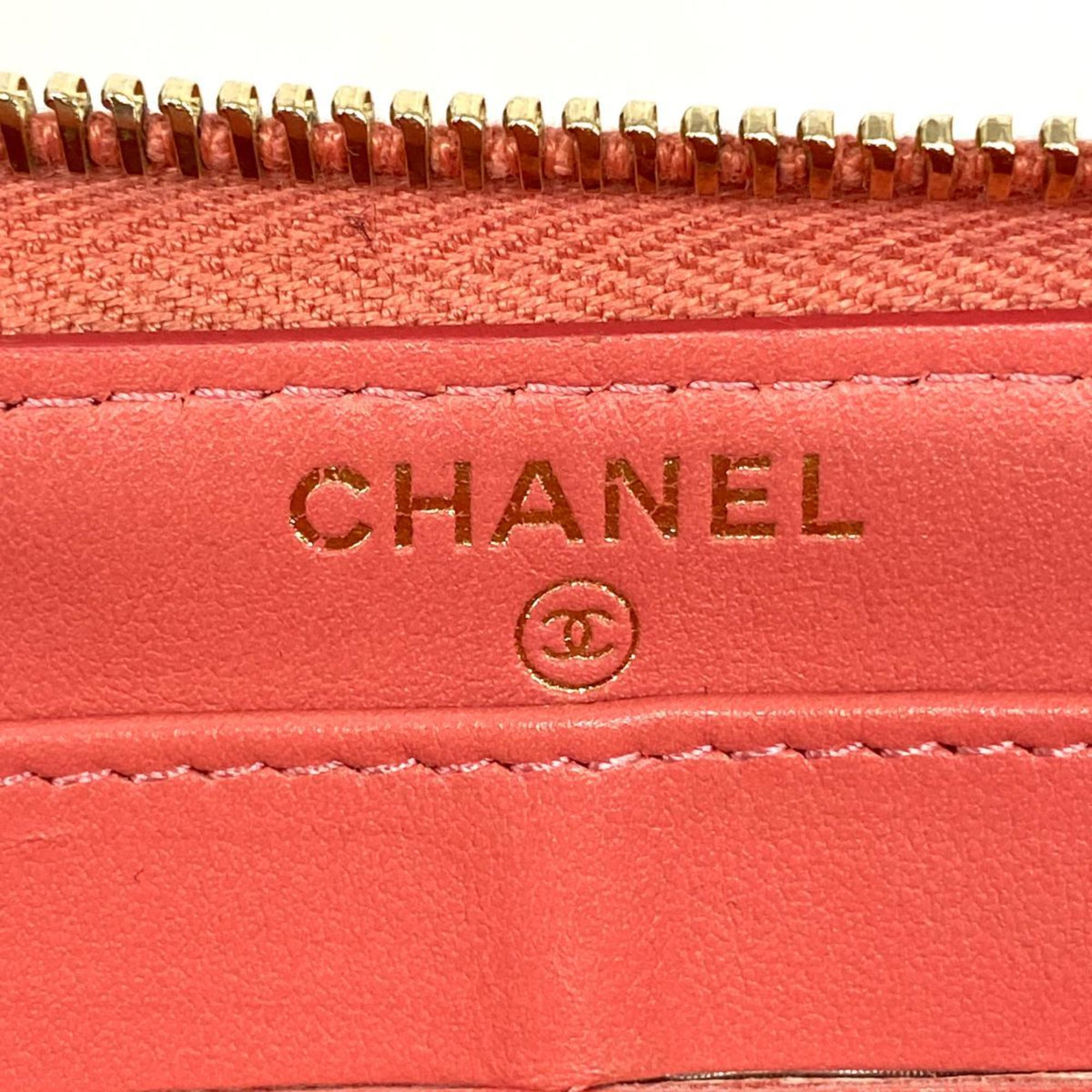 シャネル(Chanel) シャネル 長財布 マトラッセ キャビアスキン ピンク シャンパン  レディース