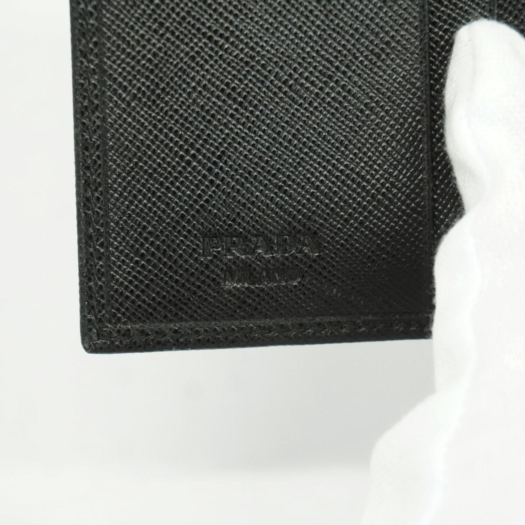 プラダ(Prada) プラダ 三つ折り財布 サフィアーノ レザー ブラック   レディース