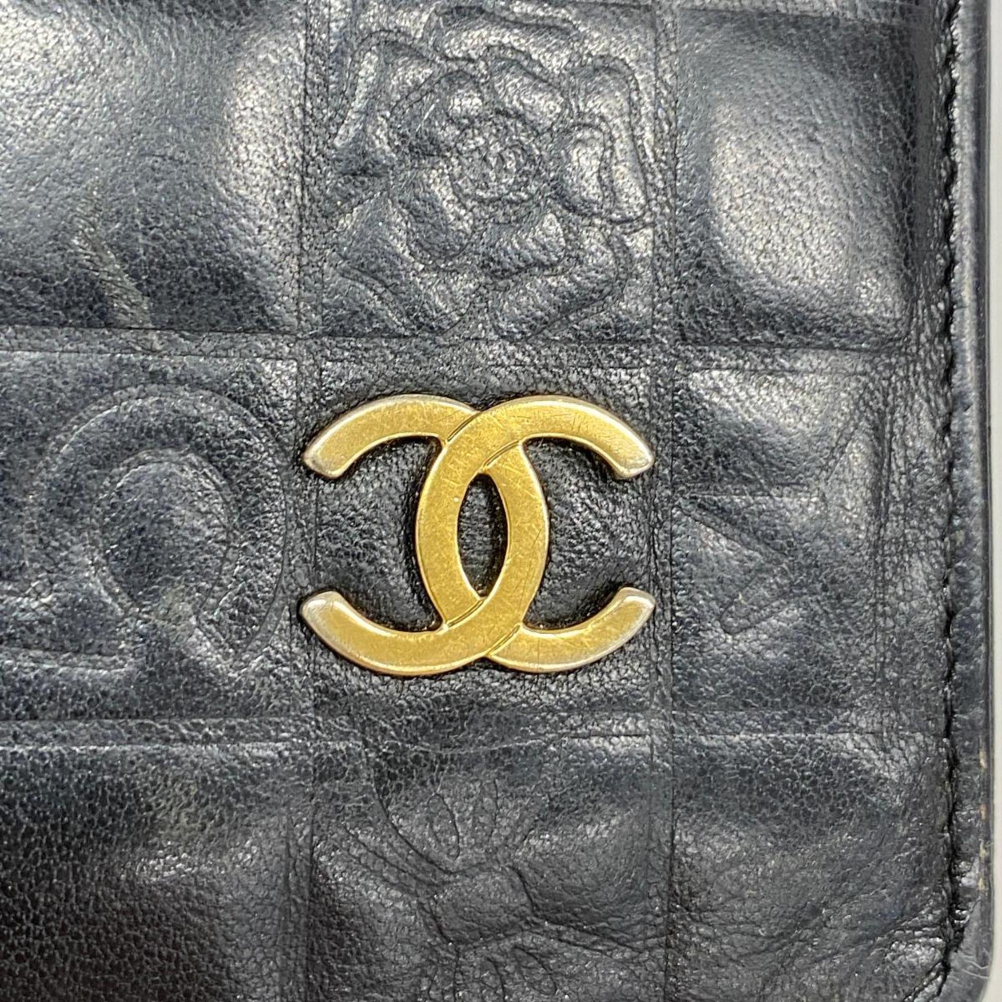 シャネル(Chanel) シャネル 長財布 アイコン ラムスキン ブラック   レディース