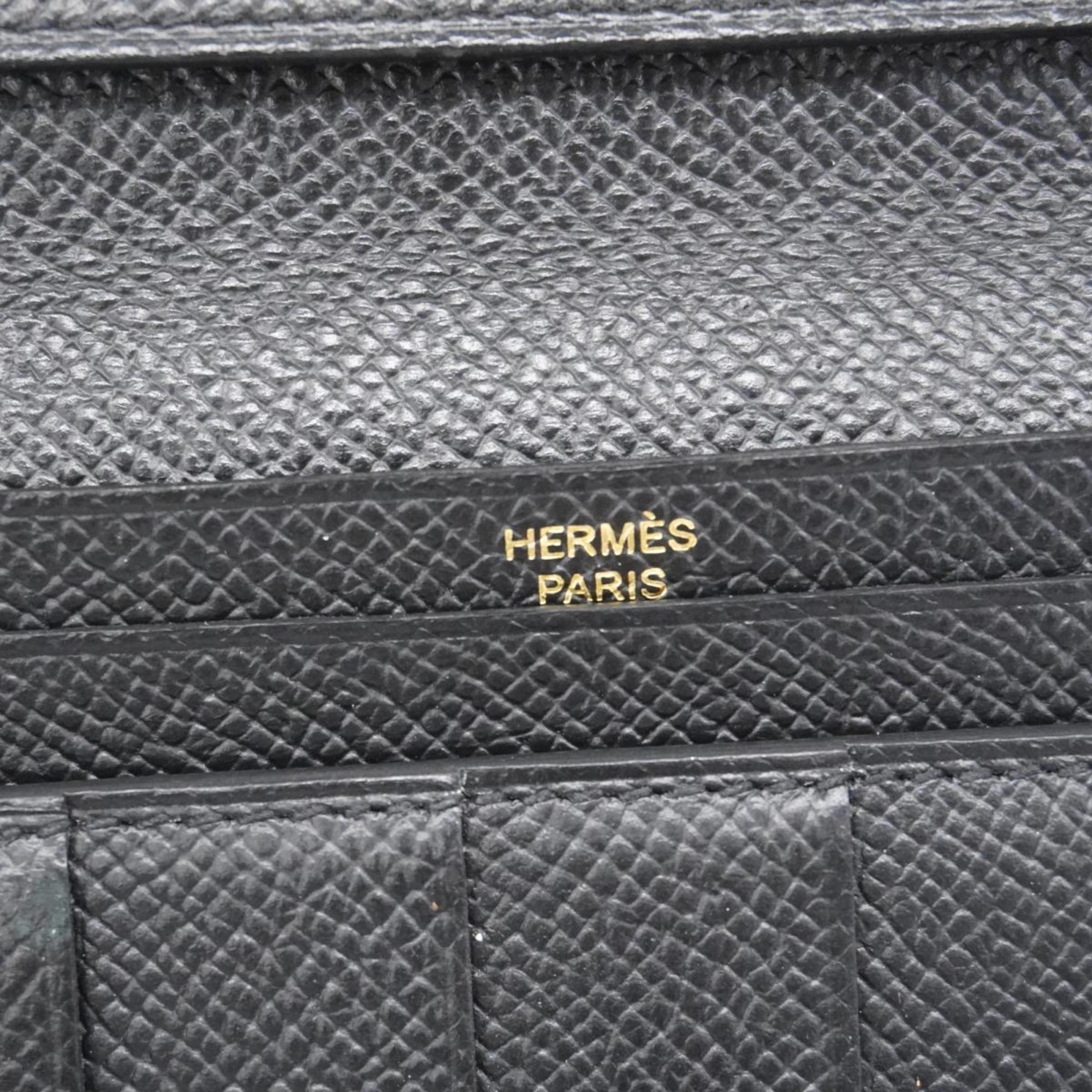 エルメス(Hermes) エルメス 長財布 ベアンスフレ A刻印 ヴォーエプソン ブラック   メンズ レディース