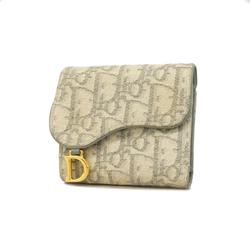 クリスチャン・ディオール(Christian Dior) クリスチャンディオール 三つ折り財布 トロッター キャンバス レザー グレー   レディース