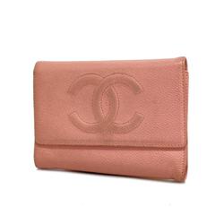 シャネル(Chanel) シャネル 三つ折り財布 キャビアスキン ピンク   レディース