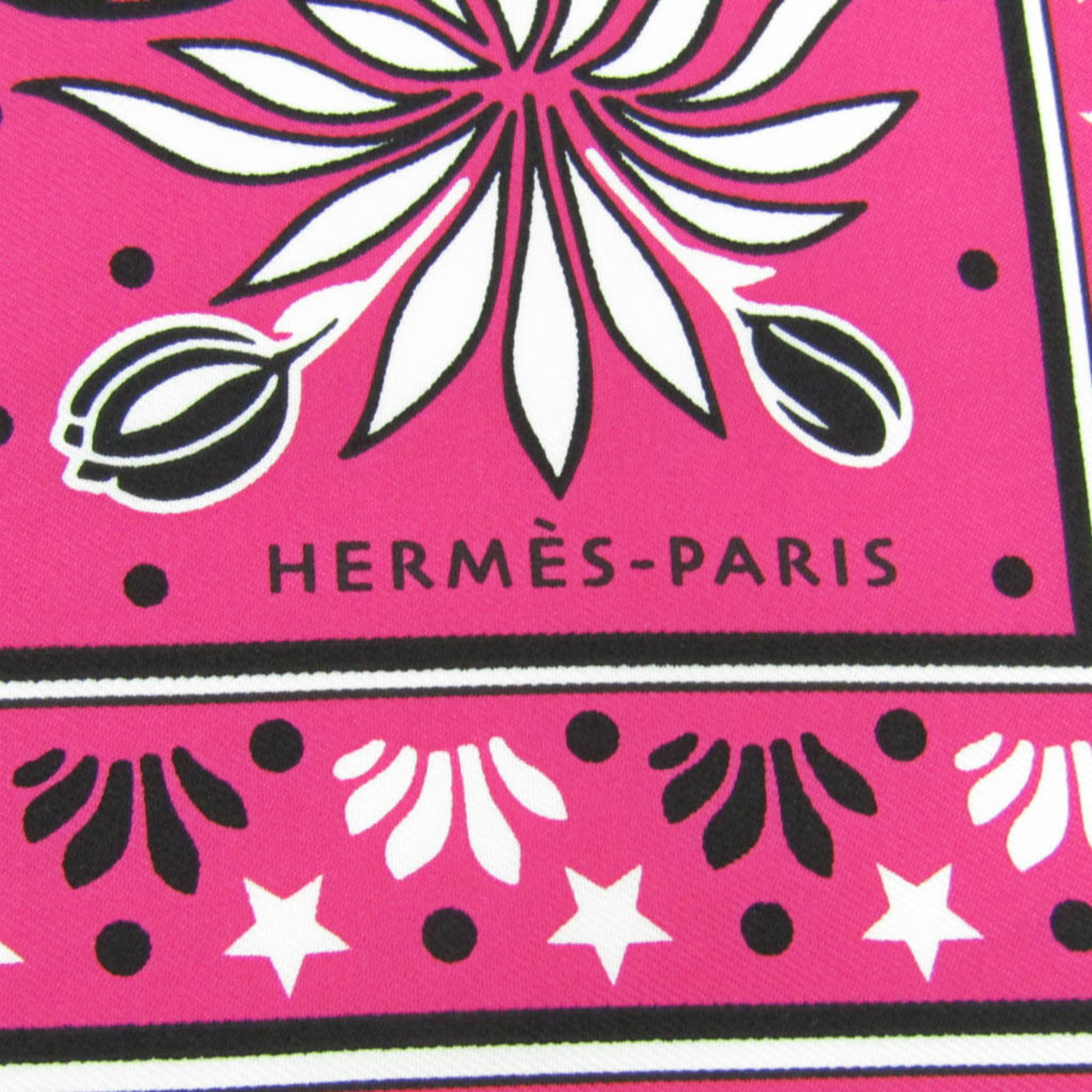 エルメス(Hermes) カレ55 Les Leopards Bandana レディース シルク スカーフ ブラック,ピンク,ホワイト