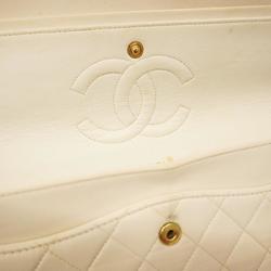シャネル(Chanel) シャネル ショルダーバッグ Wフラップ Wチェーン ラムスキン ホワイト   レディース