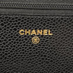 シャネル(Chanel) シャネル ショルダーウォレット マトラッセ チェーンショルダー キャビアスキン ブラック   レディース