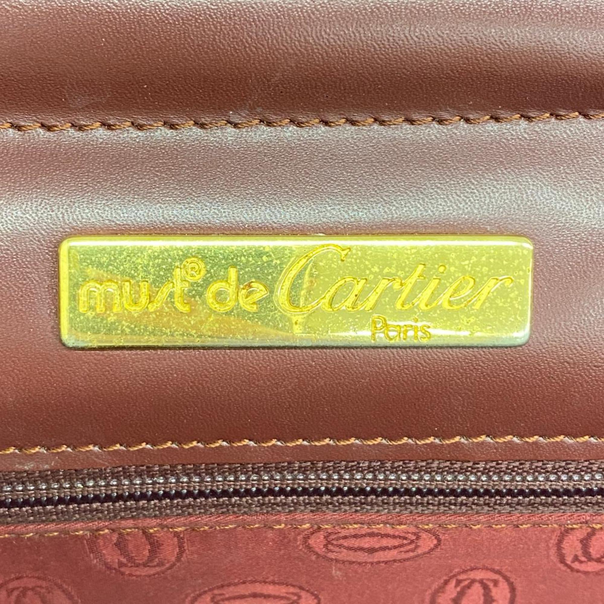 カルティエ(Cartier) カルティエ クラッチバッグ マスト レザー ボルドー   メンズ