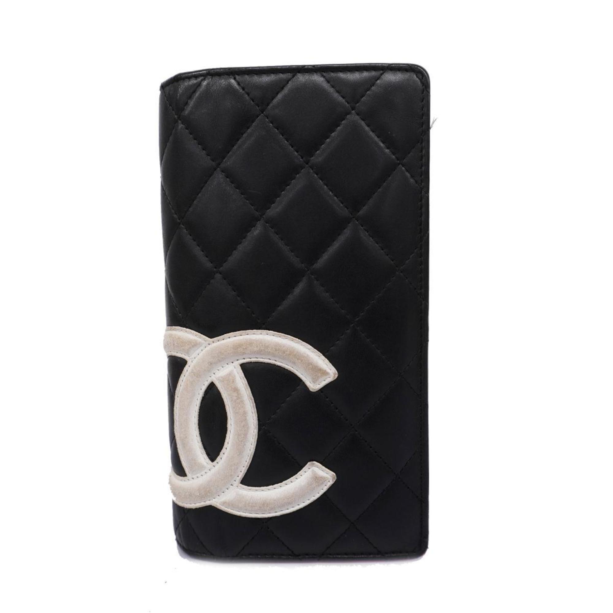 シャネル(Chanel) シャネル 長財布 カンボン ラムスキン ブラック   レディース