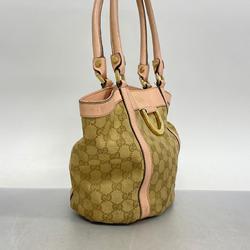 グッチ(Gucci) グッチ トートバッグ GGキャンバス 211983 キャンバス レザー ピンク ベージュ シャンパン  レディース