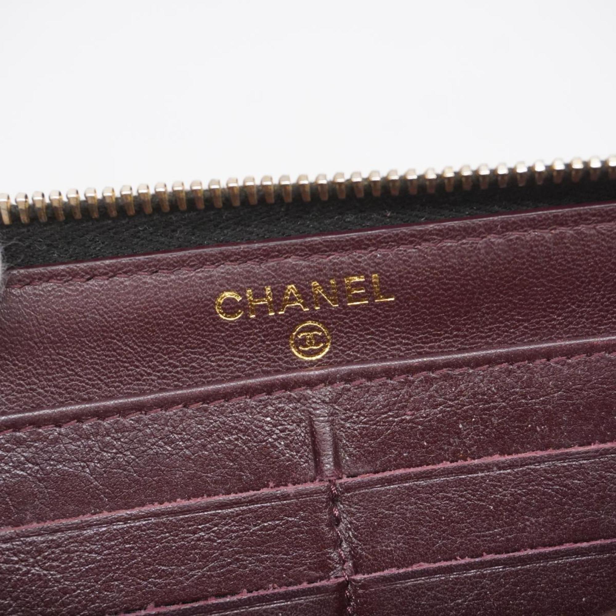 シャネル(Chanel) シャネル 長財布 マトラッセ キャビアスキン ブラック   レディース