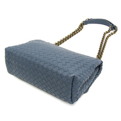 ボッテガ・ヴェネタ(Bottega Veneta) イントレチャート OLIMPIA INTRECCIATO 386498 レディース レザー ショルダーバッグ ブルー