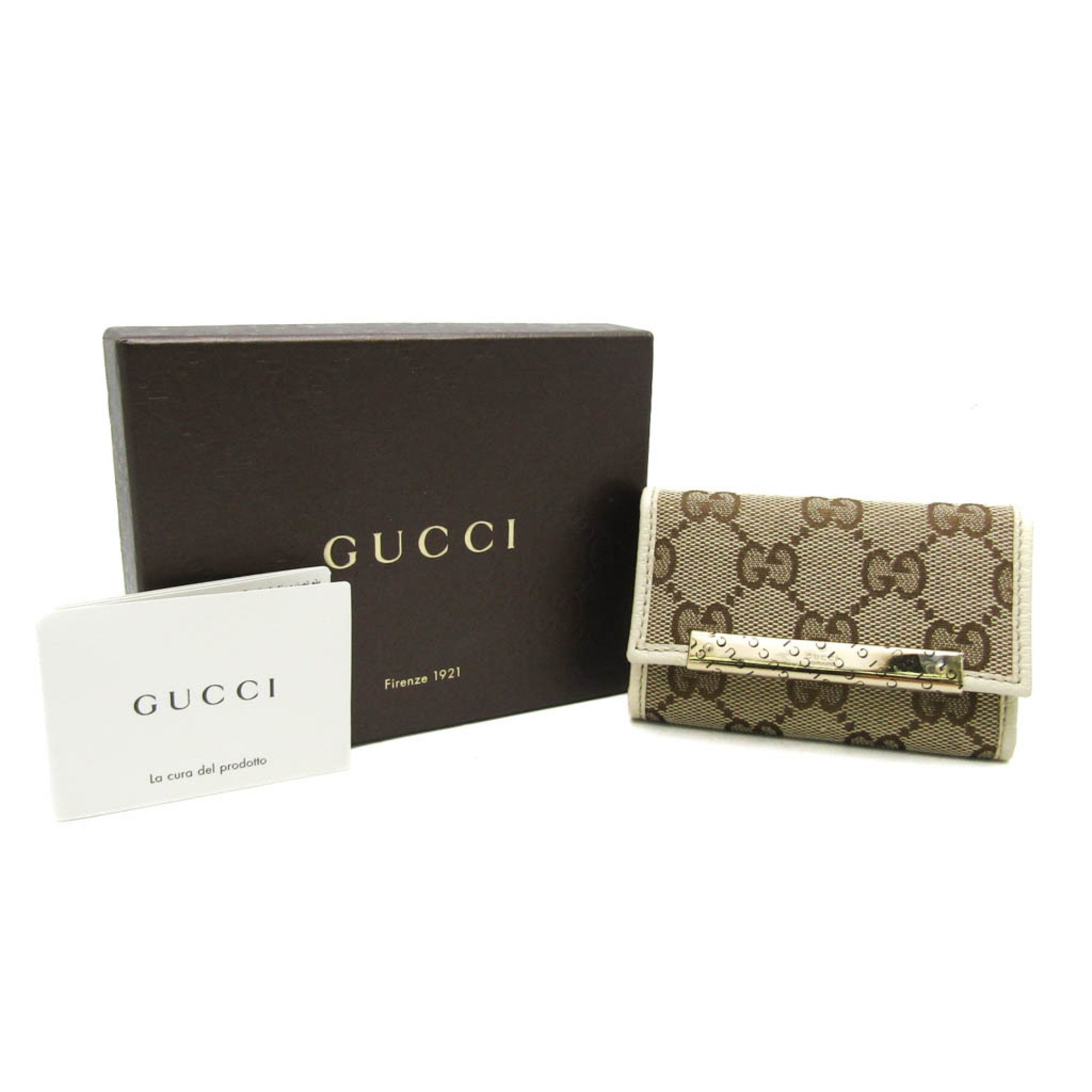 グッチ(Gucci) 127048 メンズ,レディース GGキャンバス レザー キーケース ベージュ,ブラウン,オフホワイト