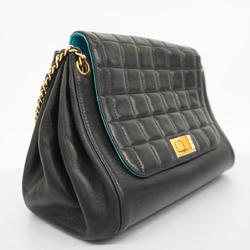 シャネル(Chanel) シャネル ショルダーバッグ チョコバー 2.55 チェーンショルダー ラムスキン ブラック   レディース