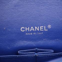 シャネル(Chanel) シャネル ショルダーバッグ マトラッセ デカマトラッセ Wフラップ Wチェーン パテントレザー ブルー   レディース