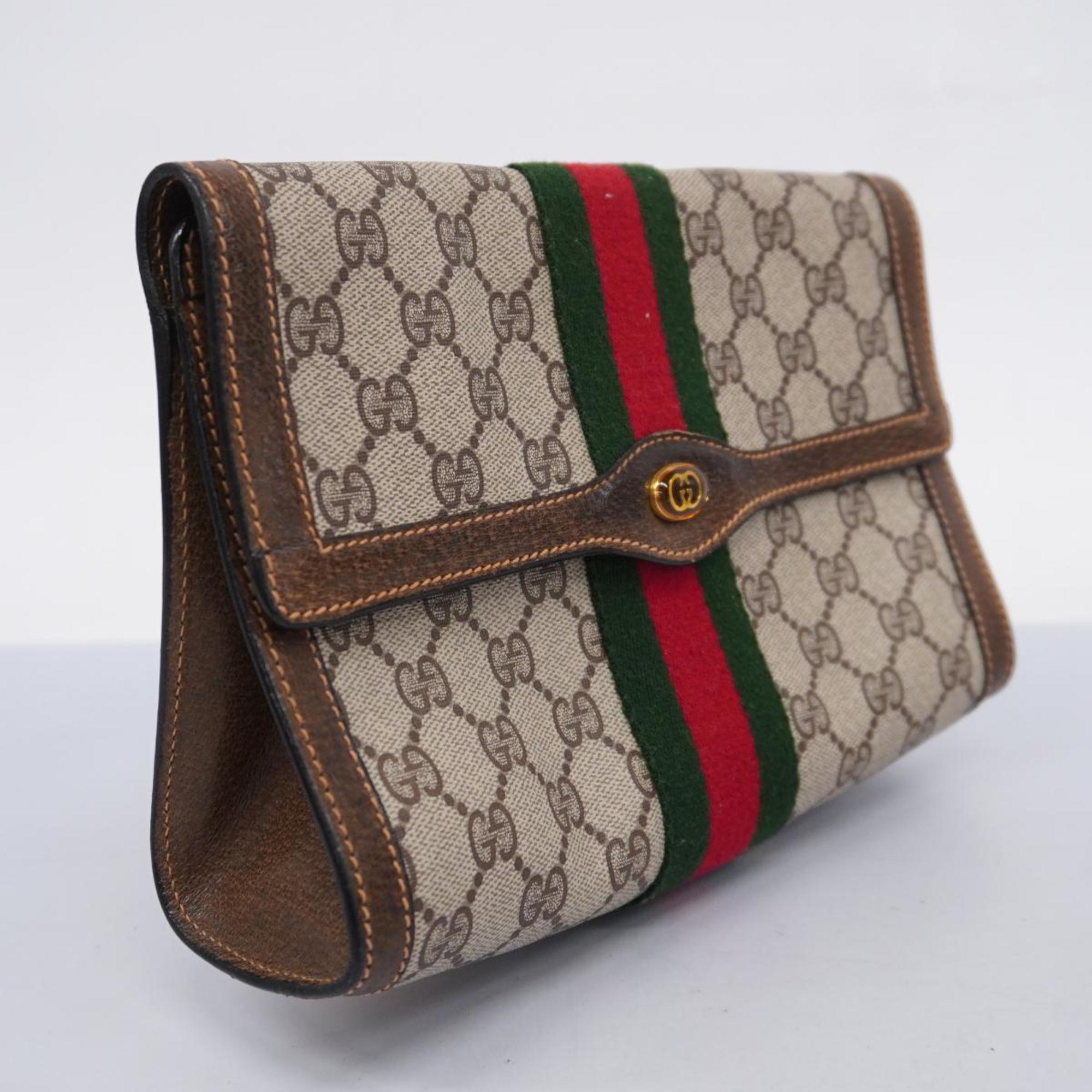 グッチ(Gucci) グッチ クラッチバッグ GGスプリーム シェリーライン 84 01 006  レザー ブラウン   レディース