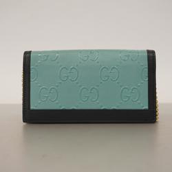 グッチ(Gucci) グッチ ショルダーウォレット 676155 レザー ネイビー ライトブルー   レディース