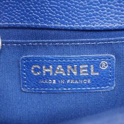 シャネル(Chanel) シャネル ショルダーバッグ ボーイシャネル チェーンショルダー キャビアスキン ブルー   レディース